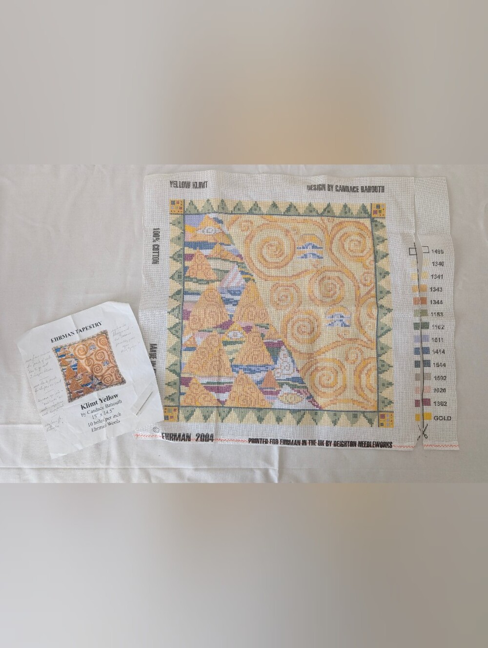 Ehrman Tapestry Canvas Klimt Yellow 16" Cushion By Candace Bahouth 2004 Unused